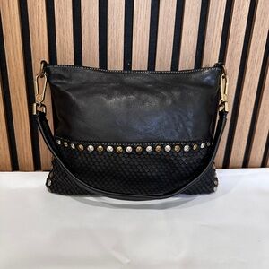Calvin Klein Y2K Studded Leather Shoulder Bag Black Vintage